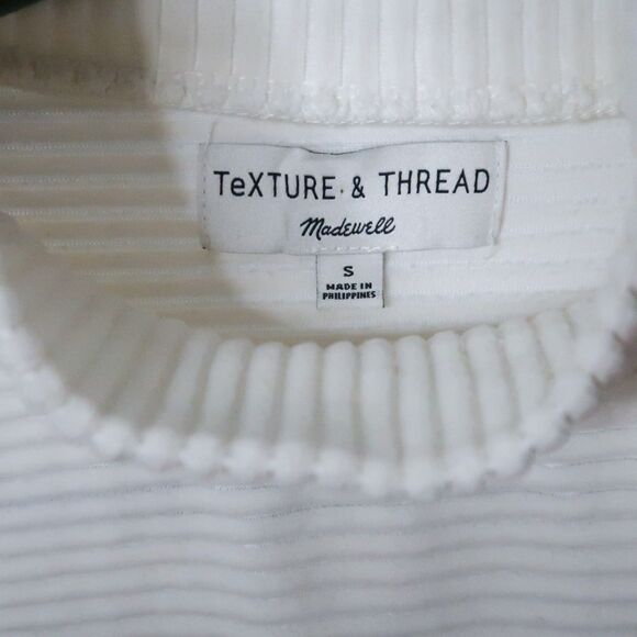 Madewell Texture & Thread Womens Mockneck Sweater Size Small White Velour Ribbed - Picture 4 of 9